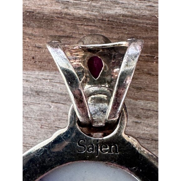 Sterling Silver Teardrop Druzy  Amethyst Pendant Sajen 925 - Picture 6 of 8